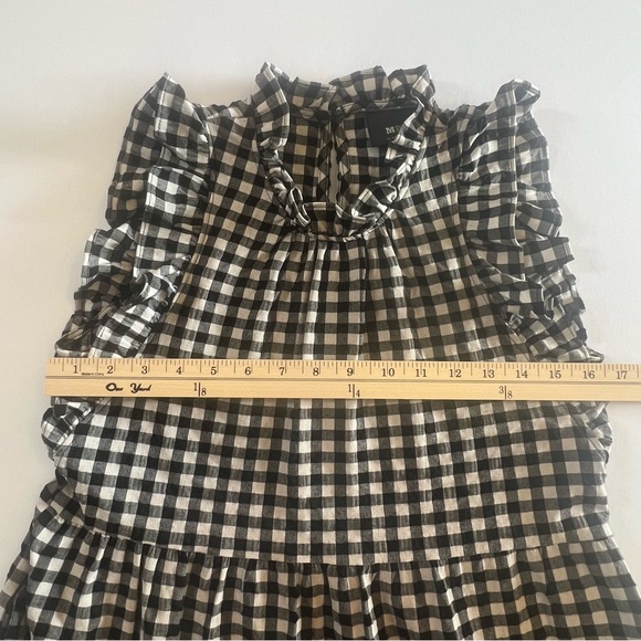 MAEVE by Anthropologie Gingham Tiered Dress XS|Black White|Ruffle Prairie - Picture 8 of 12